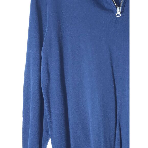 J.Crew Slim Fit Cotton Half-Zip Sweater Dark Blue Ribbed Collar - Picture 10 of 14